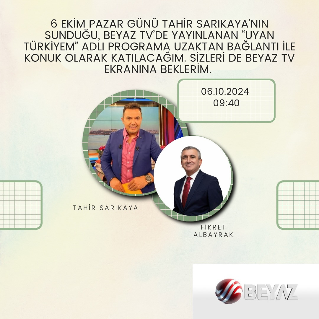 BAŞKAN ALBAYRAK BEYAZ TV YE KONUK OLACAK