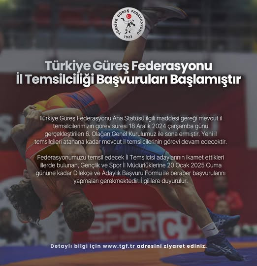 Türkiye Güreş Federasyonu İl Temsilciliği başvuruları başlamıştır